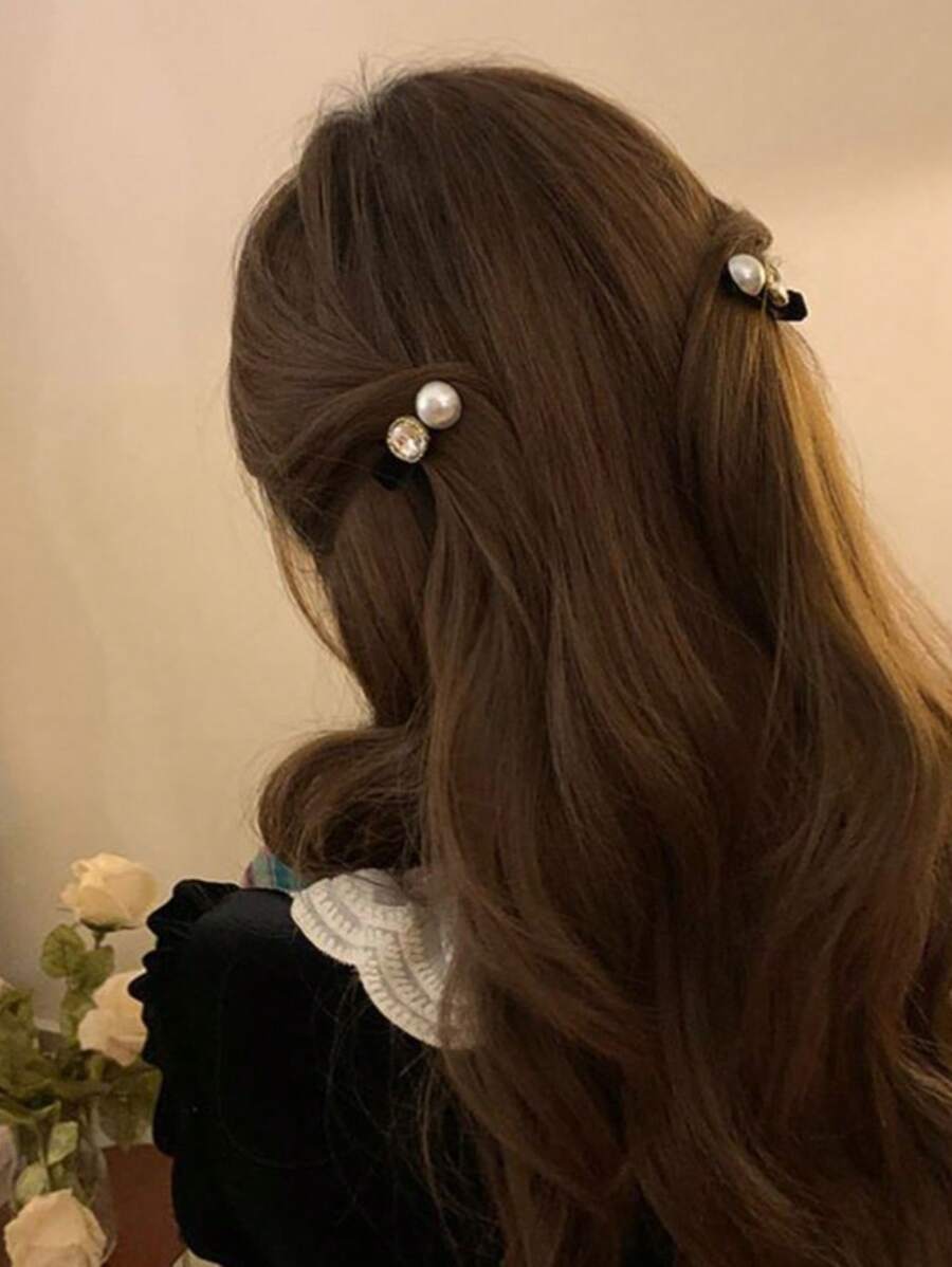 pearl hair clip set
