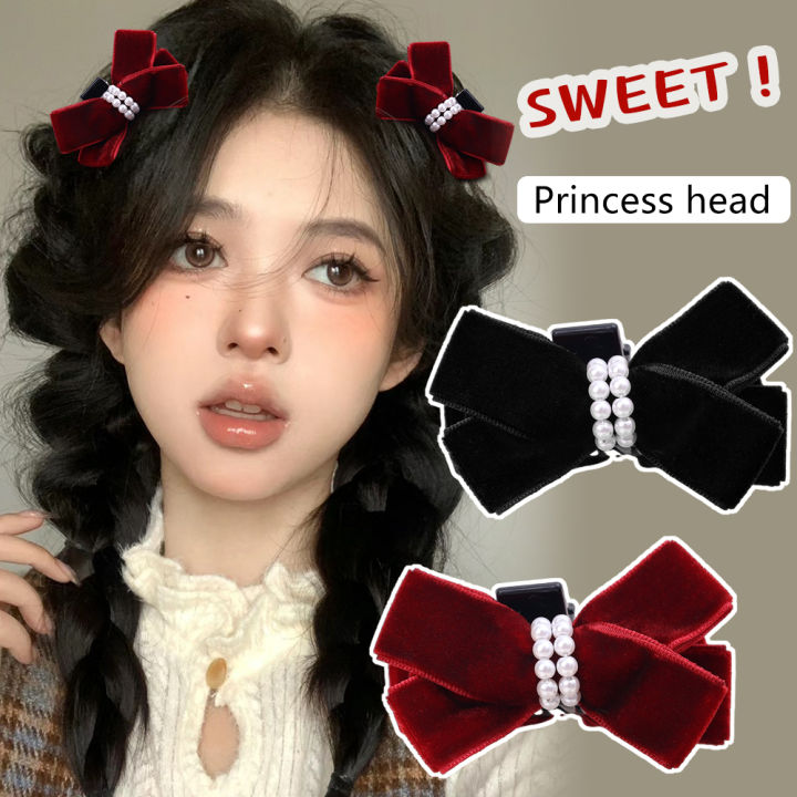 pearl bow hair claw