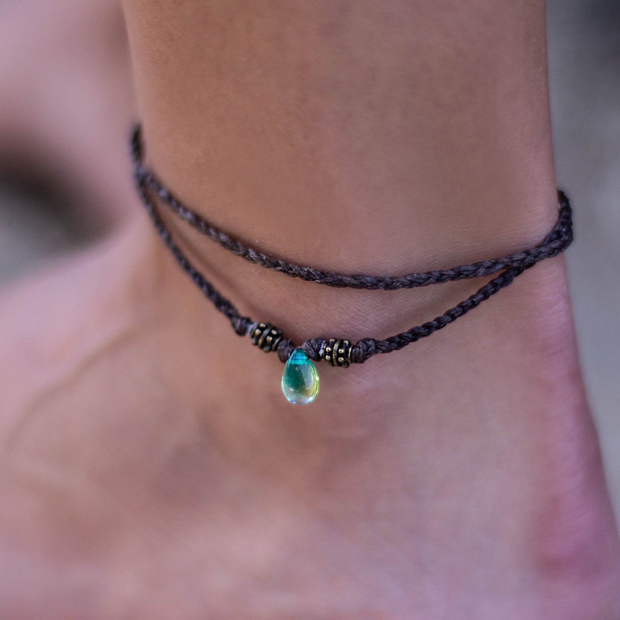 crystal drop anklet