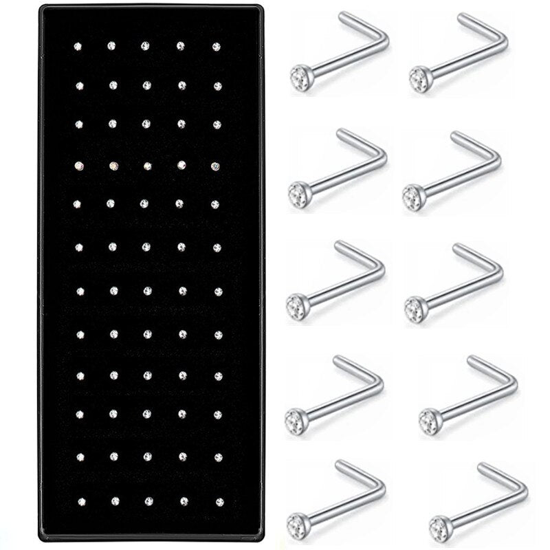 zircon crystal l-shape nose stud