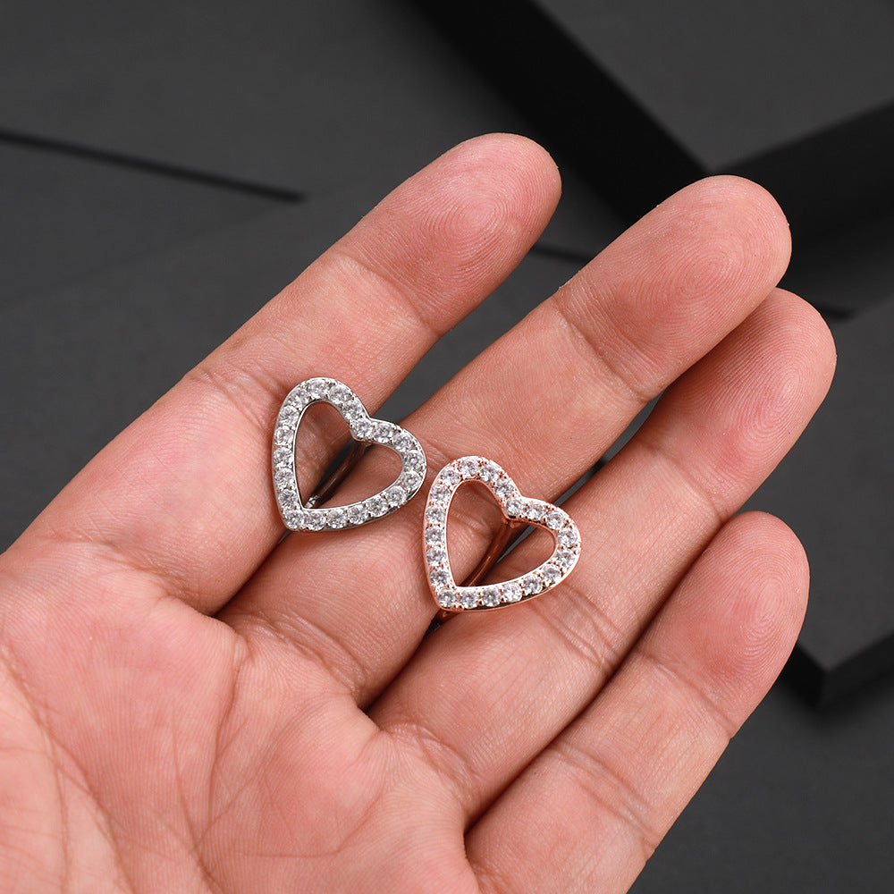 Heart top down belly ring surgical steel navel bar - view 2