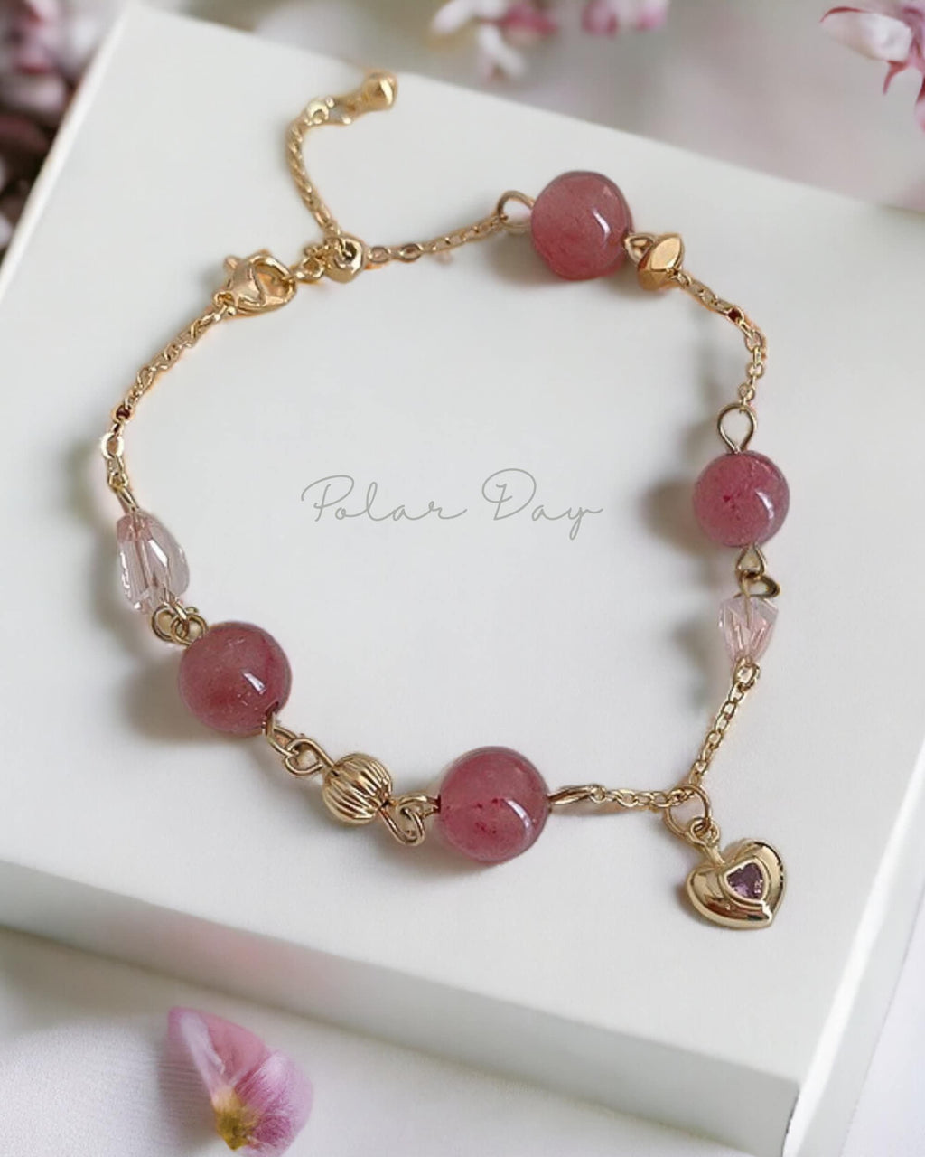 strawberry crystal bracelet pink