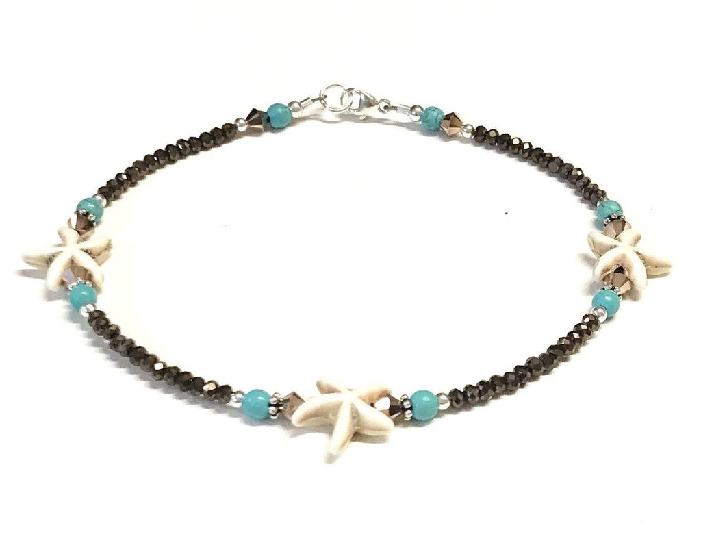 starfish beach anklet crystal