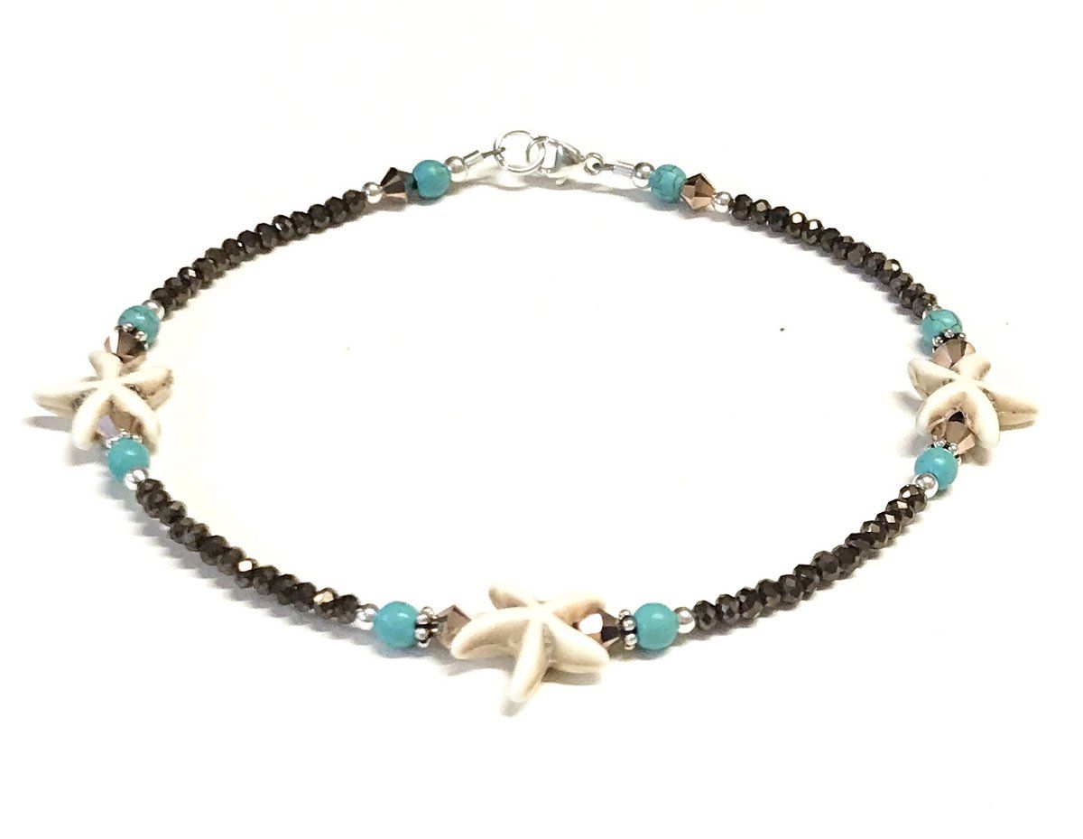 starfish beach anklet crystal
