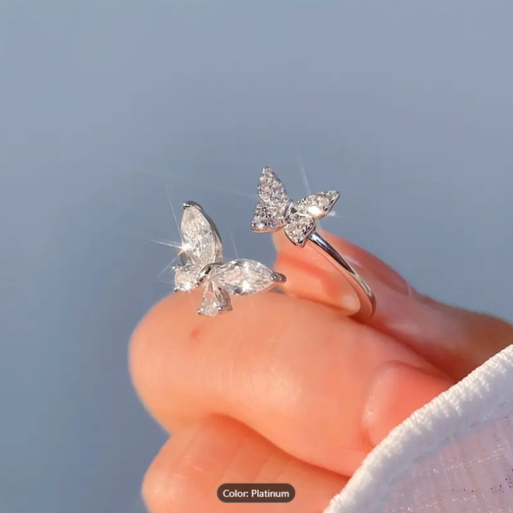 butterfly crystal ring adjustable