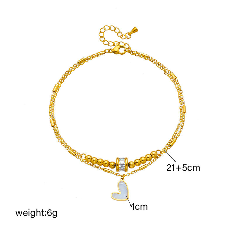 heart chain double layer anklet
