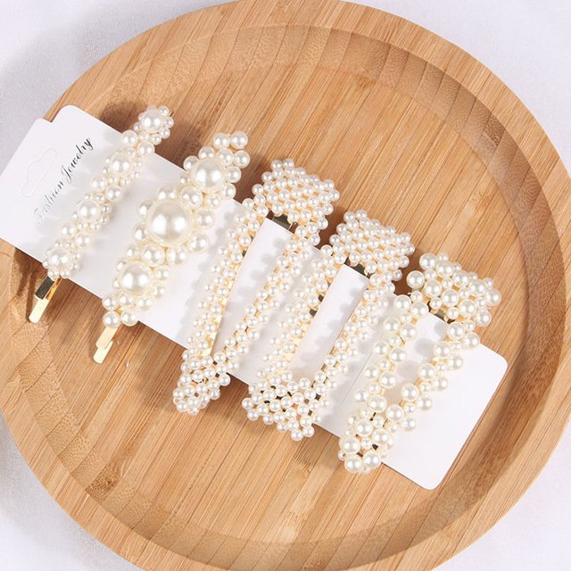 pearl hair clip set