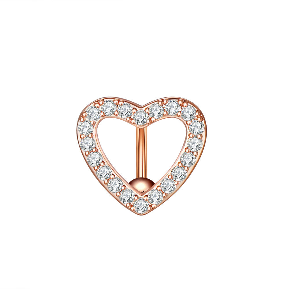 Heart top down belly ring surgical steel navel bar - view 5