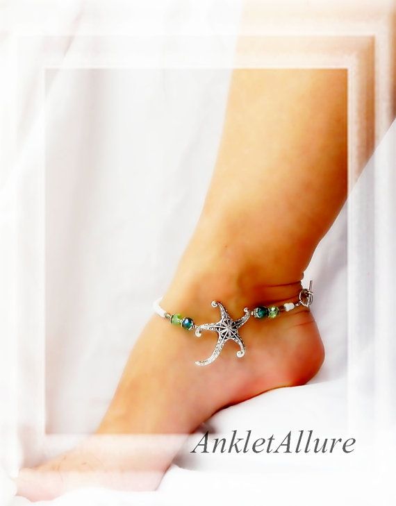 starfish beach anklet crystal