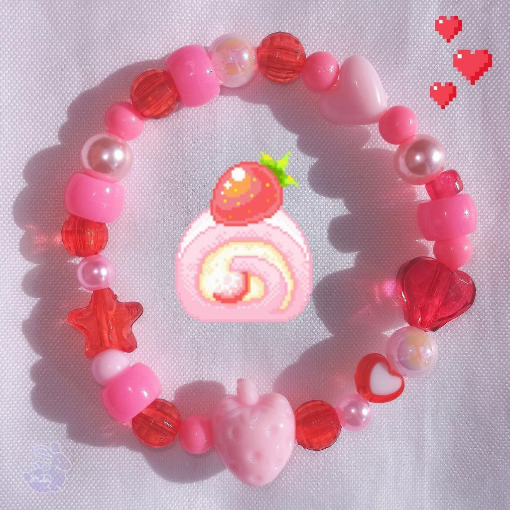 strawberry crystal bracelet pink