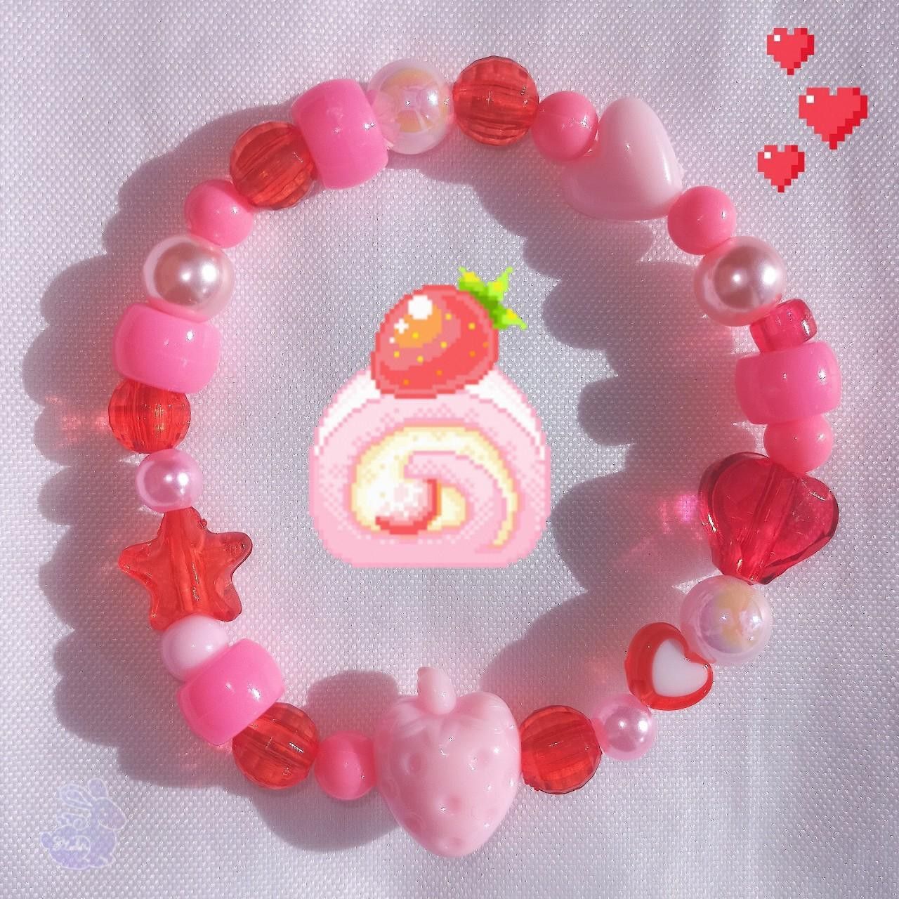 strawberry crystal bracelet pink