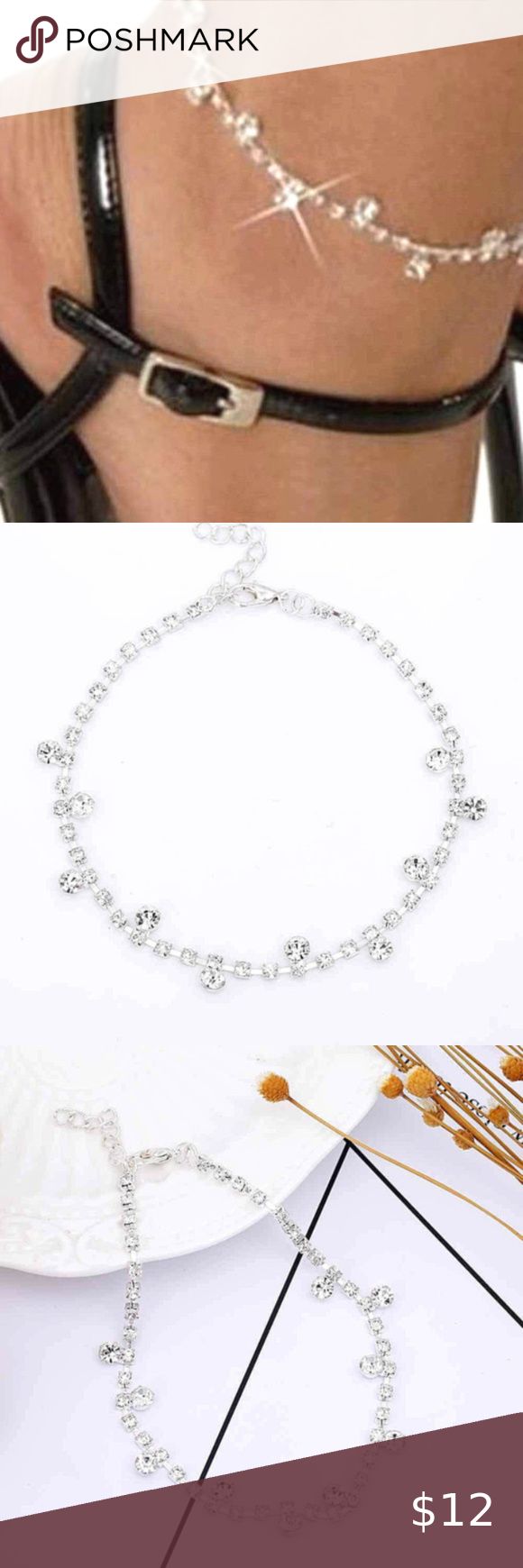 crystal tennis anklet