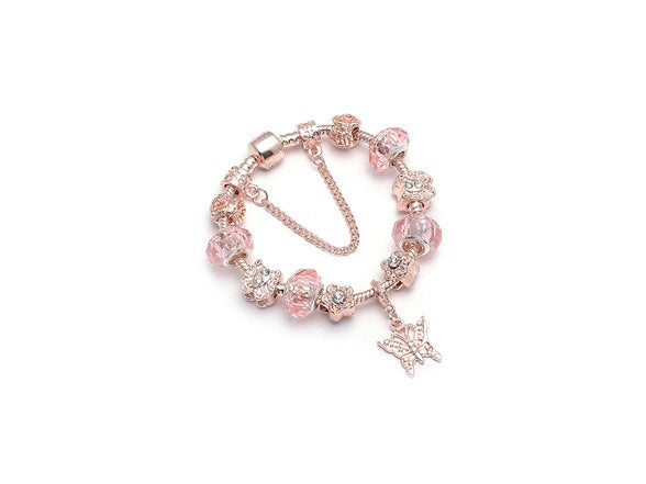 pink crystal butterfly bracelet