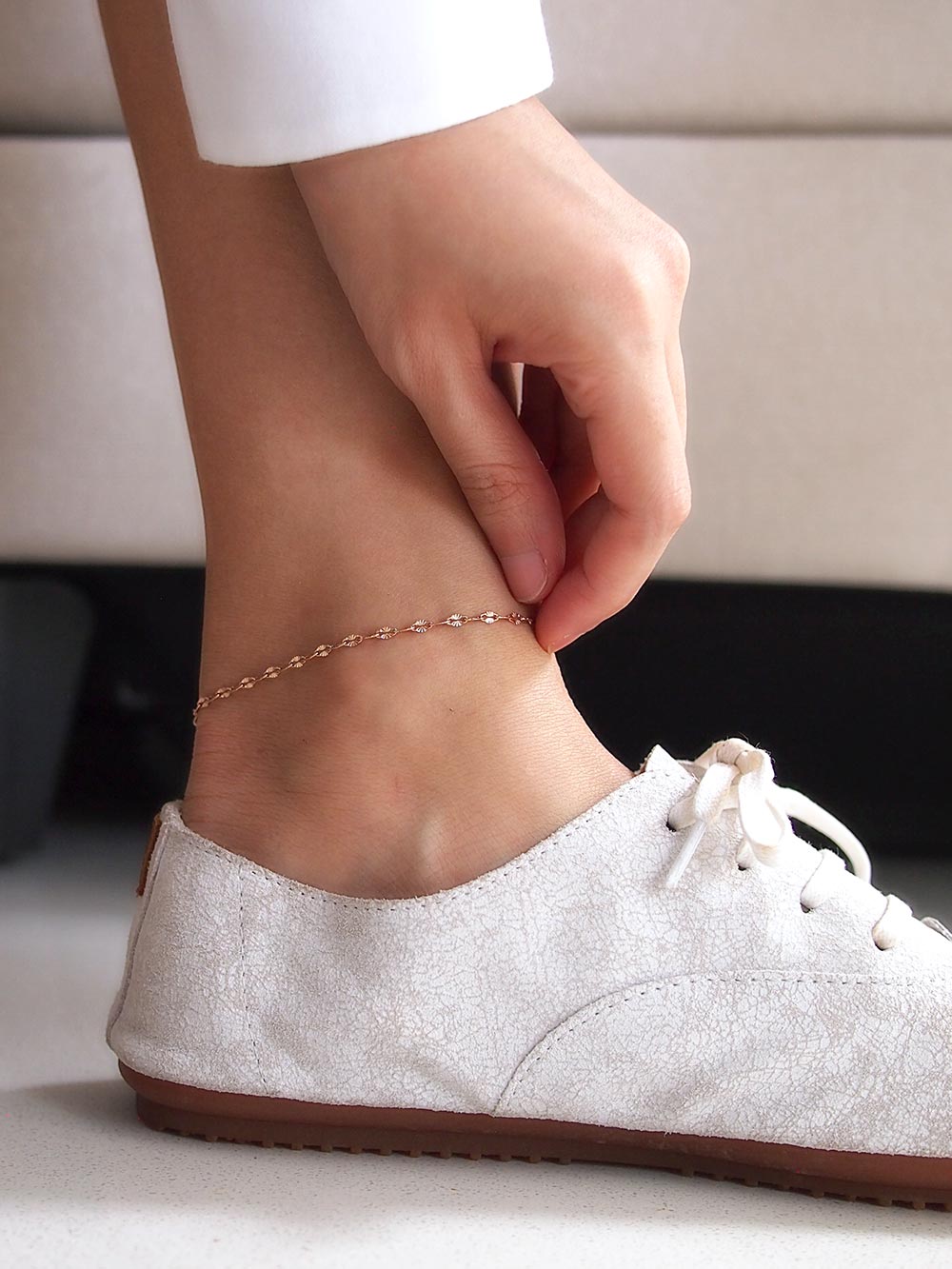 rose gold zirconia anklet
