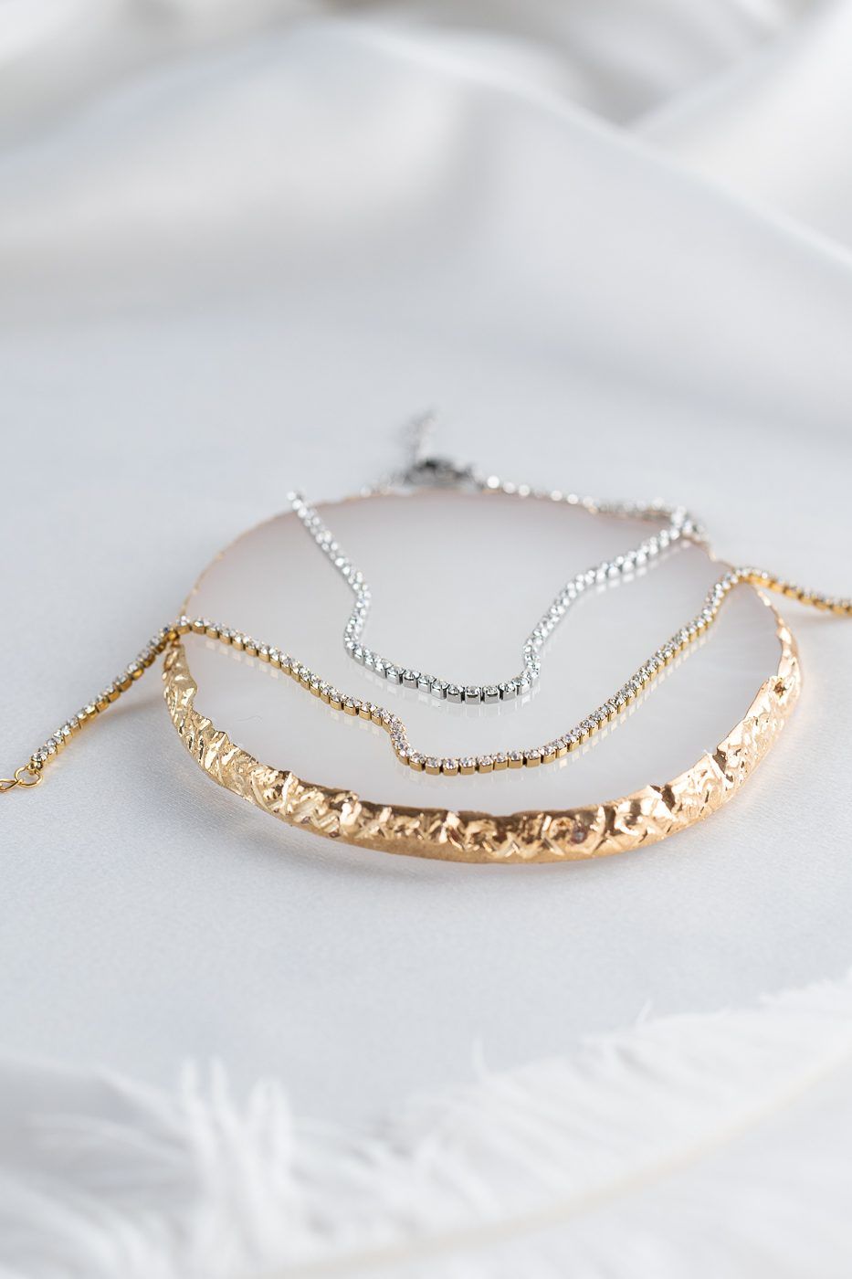 crystal tennis anklet