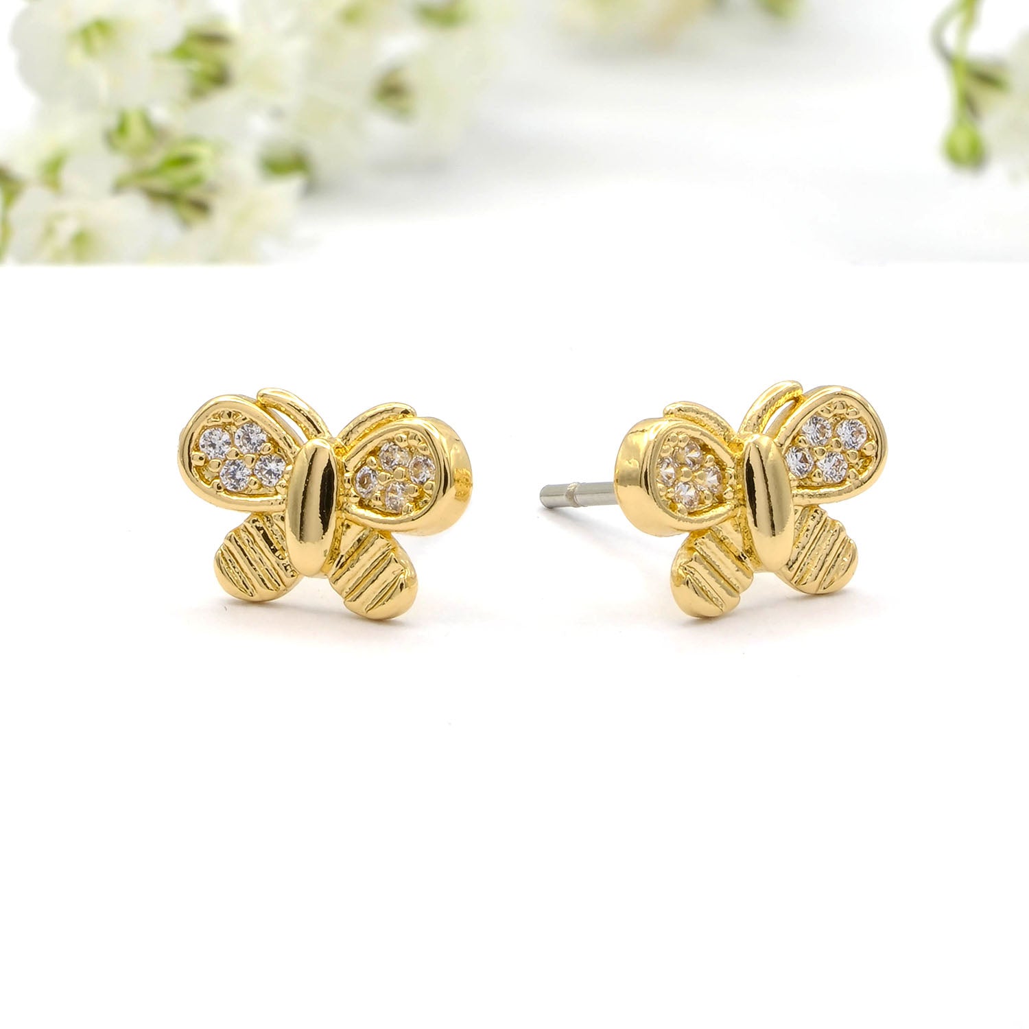 butterfly gold crystal earrings