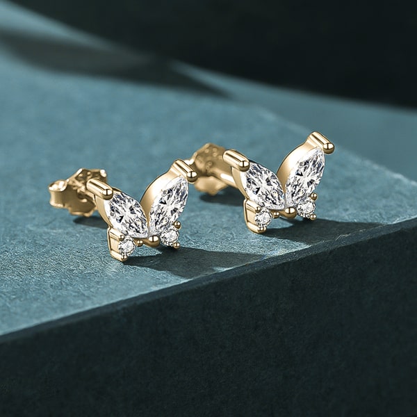 butterfly gold crystal earrings