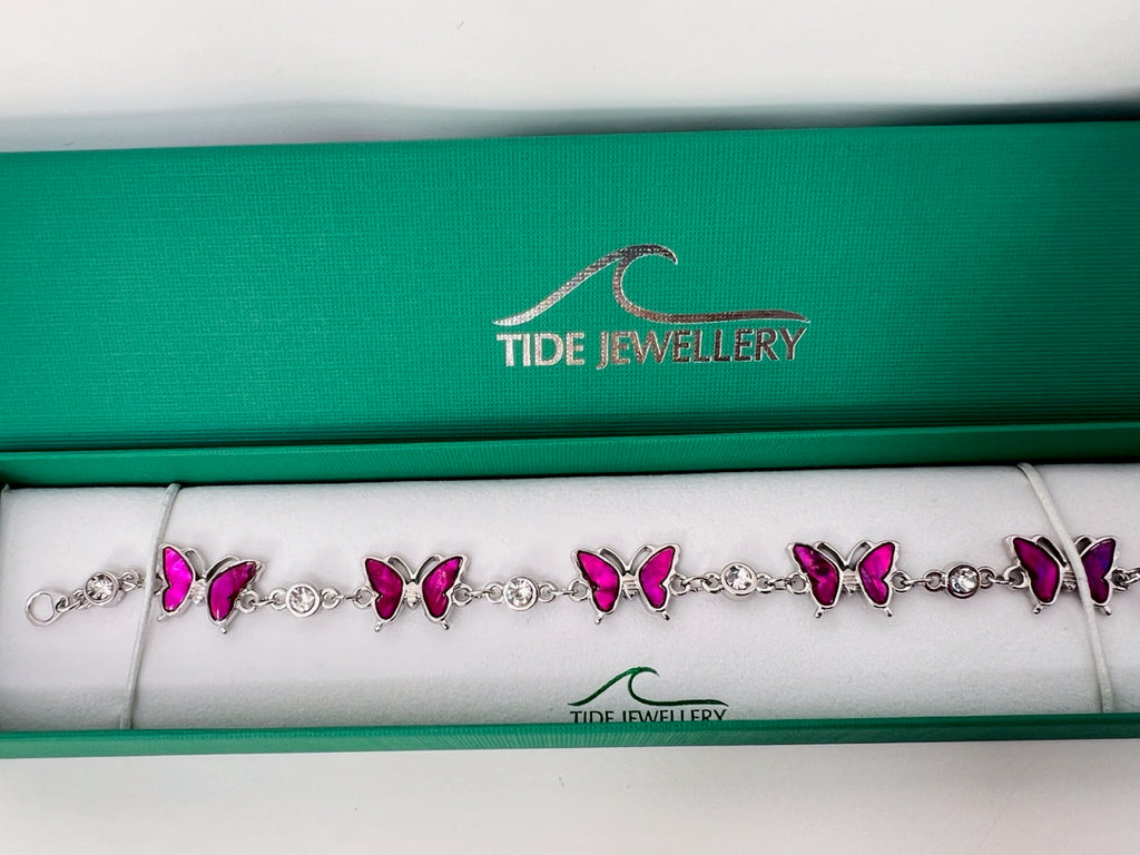 pink crystal butterfly bracelet
