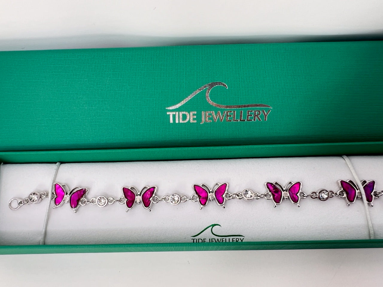 pink crystal butterfly bracelet
