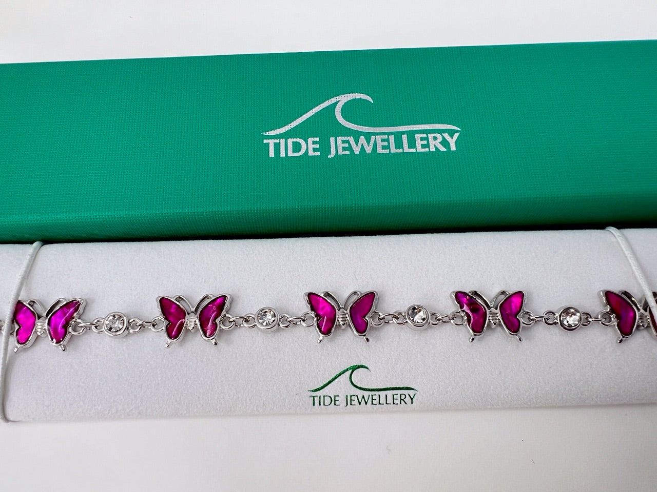 pink crystal butterfly bracelet