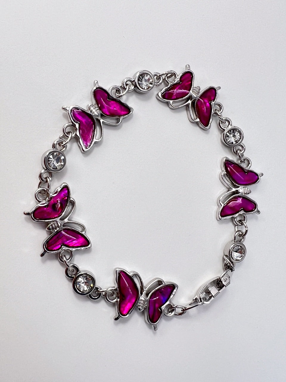 pink crystal butterfly bracelet