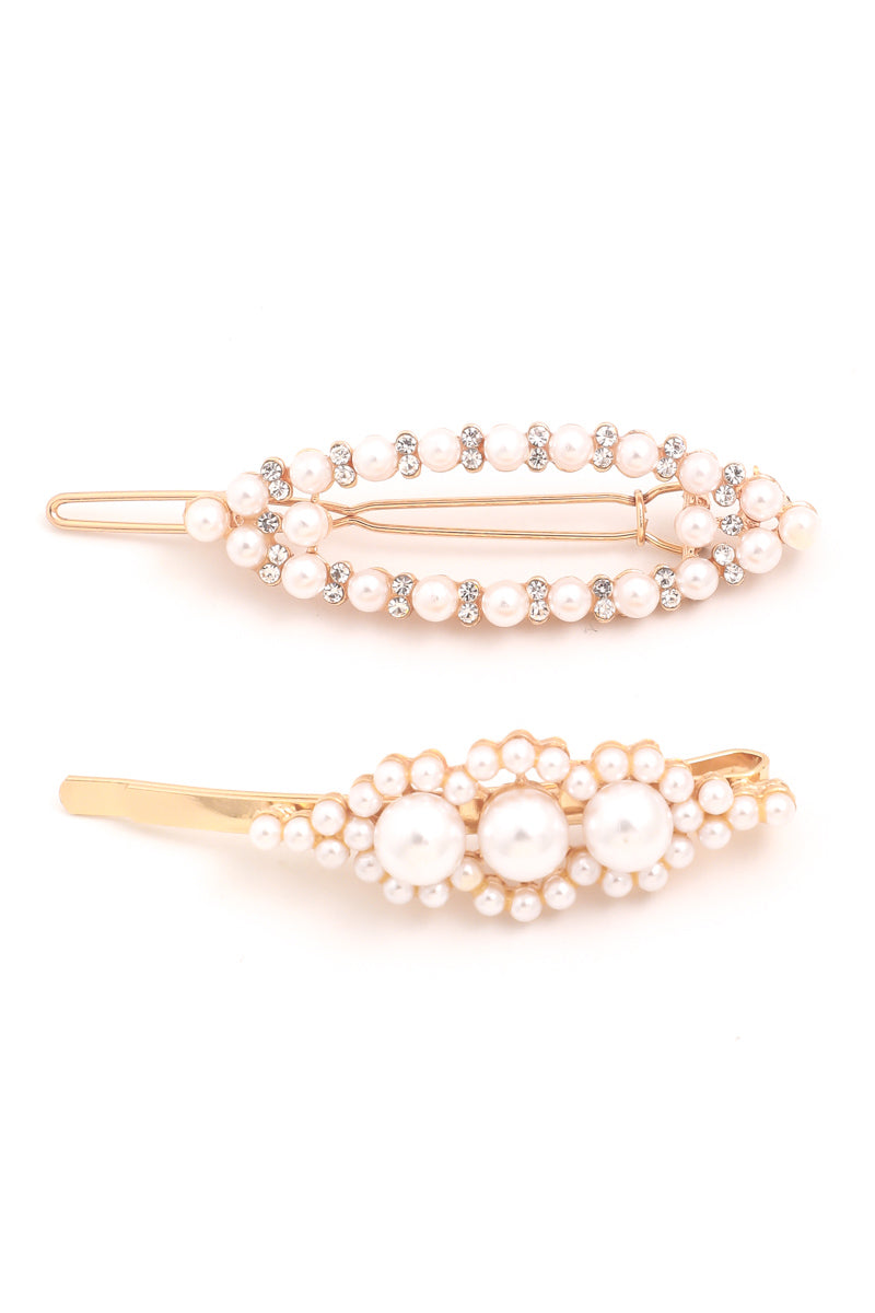 pearl hair clip set