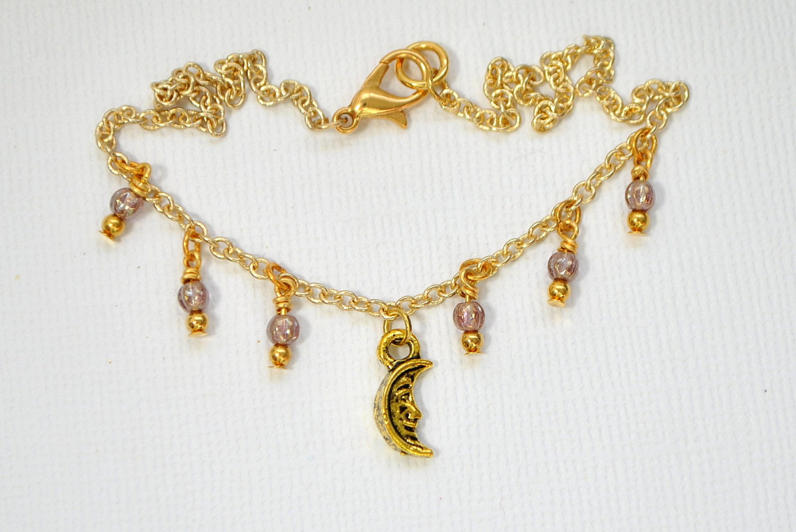 crystal beads moon anklet set