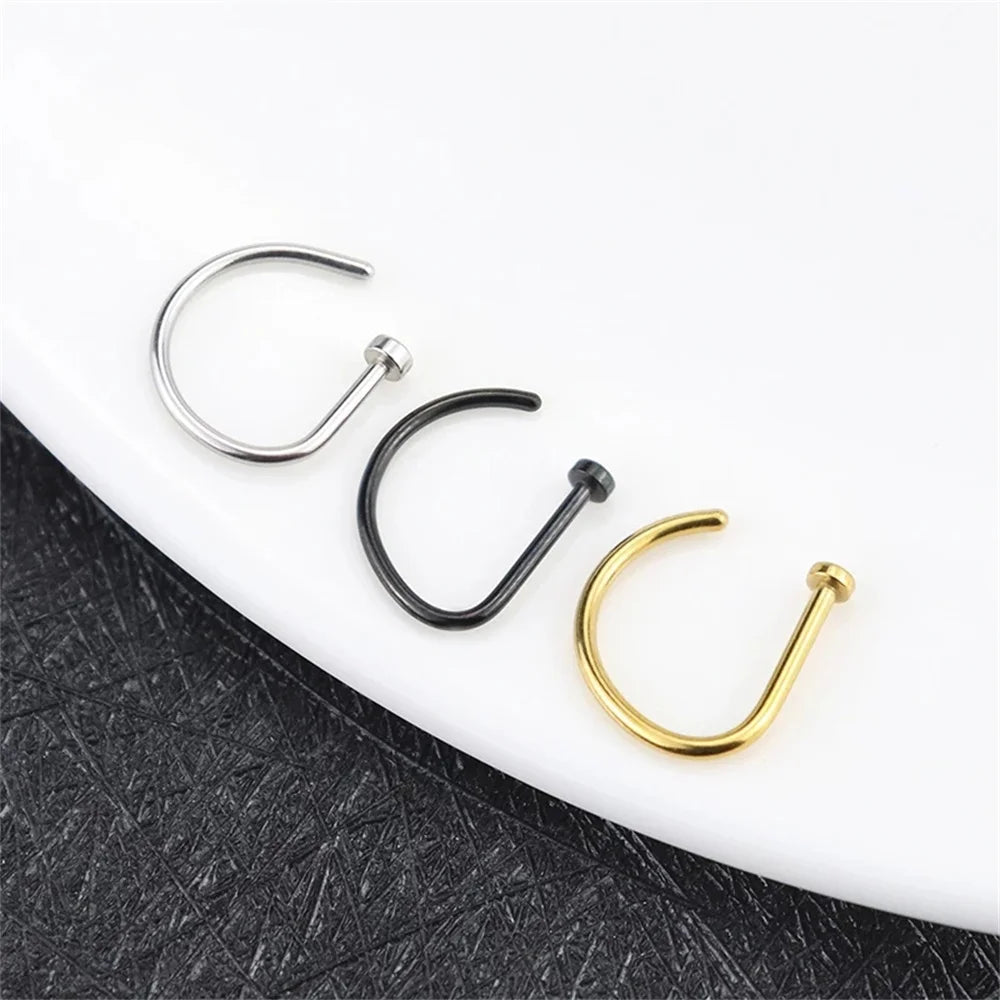 non-piercing nose ring — stainless steel clip-on hoop