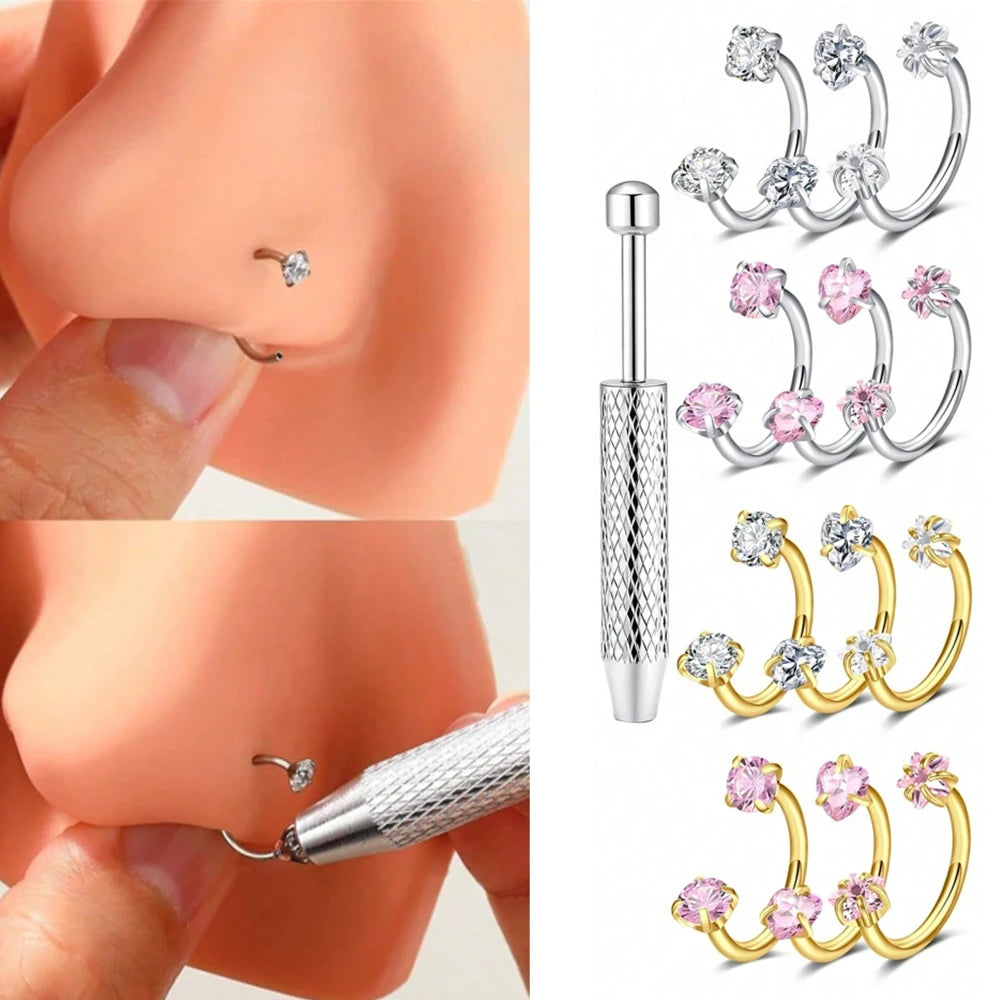 nose ring piercing set — stainless steel nose jewellery