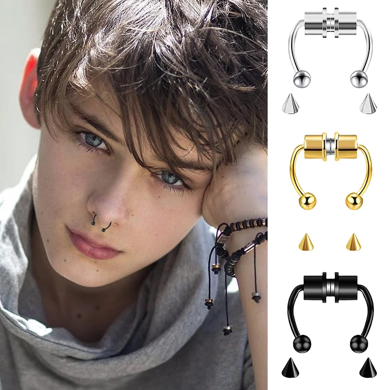 magnetic false nose ring — horseshoe septum hoop