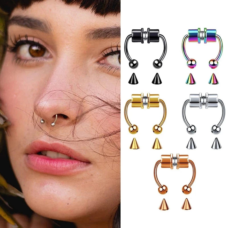 magnetic false nose ring — horseshoe septum hoop