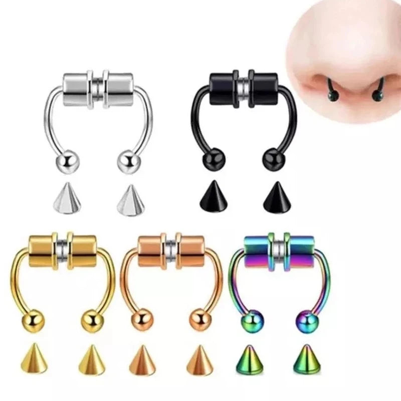 magnetic false nose ring — horseshoe septum hoop
