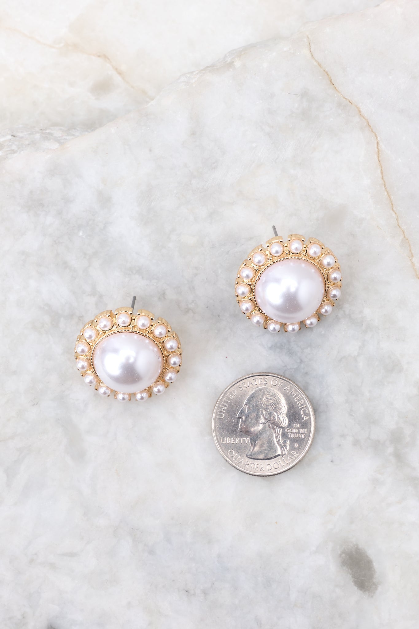 pearl crystal stud earrings