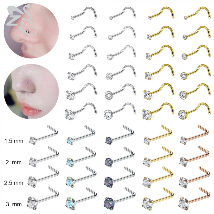 zircon crystal l-shape nose stud