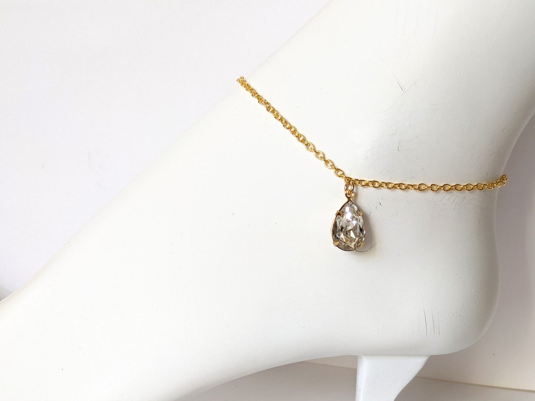 crystal drop anklet