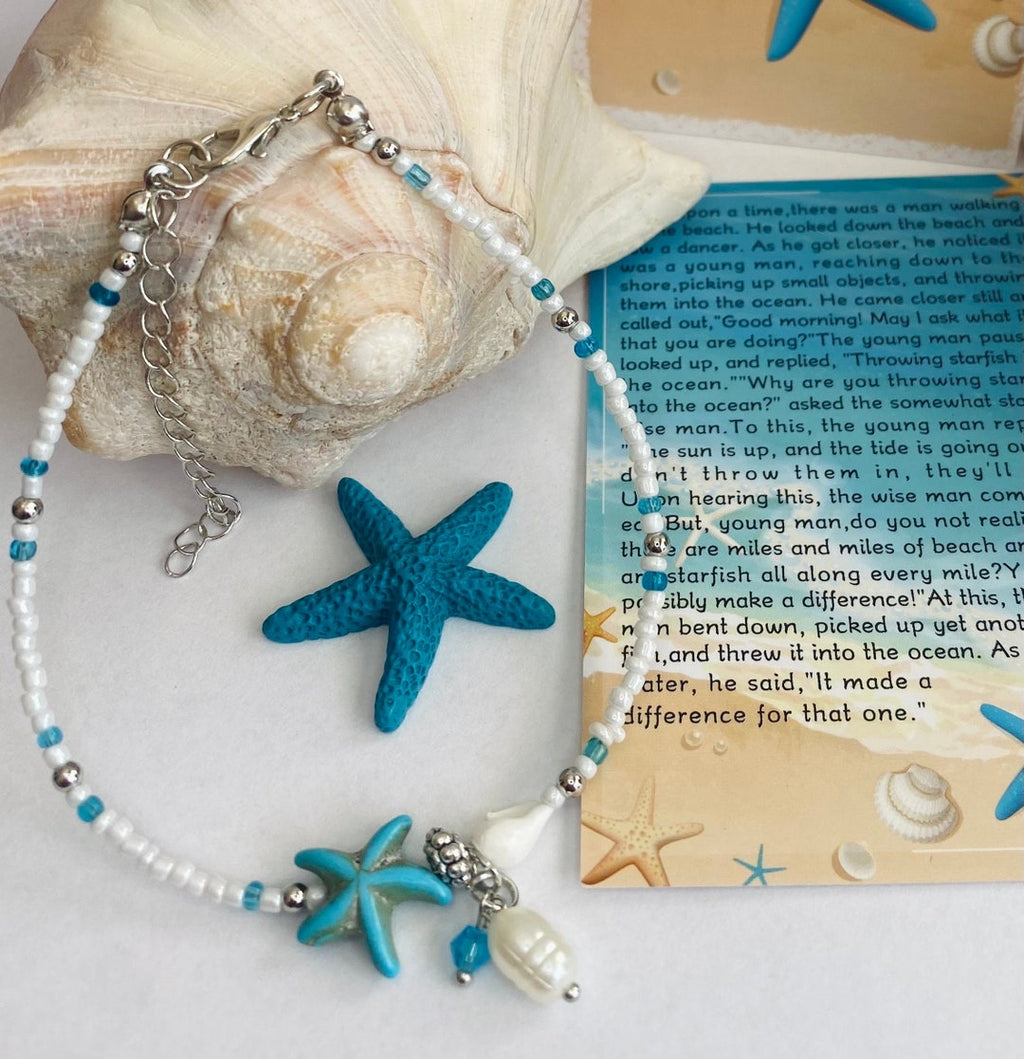 starfish beach anklet crystal