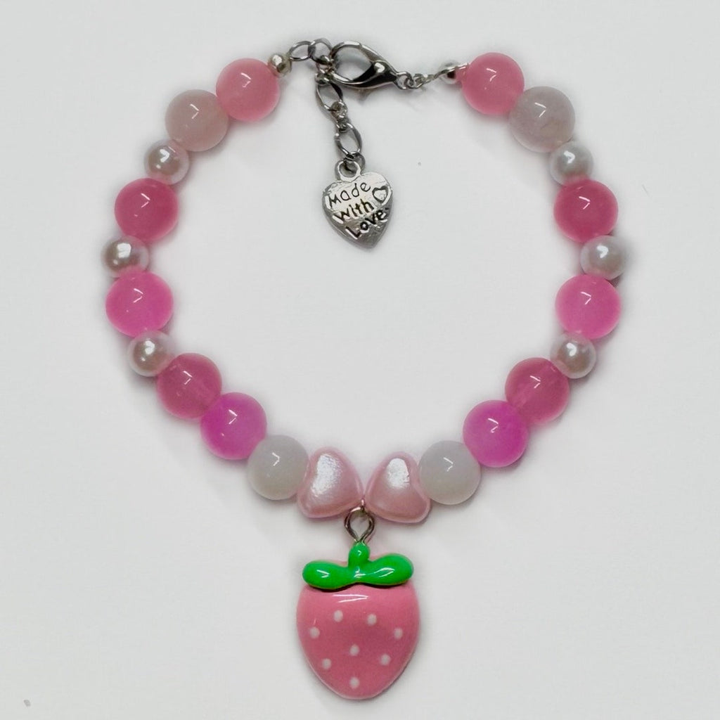 strawberry crystal bracelet pink