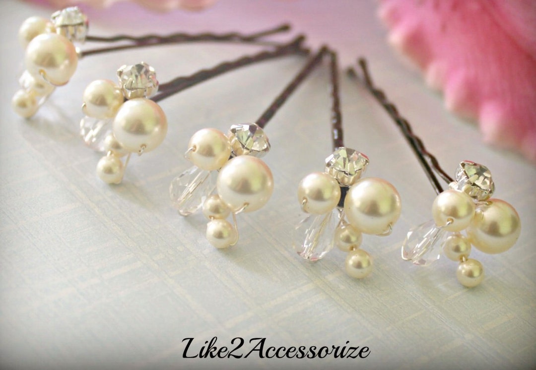 crystal pearl hair clip