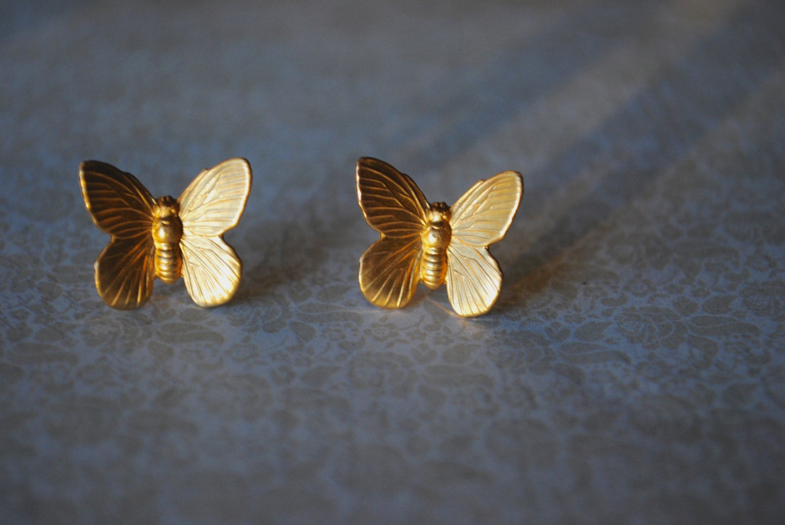 butterfly gold crystal earrings