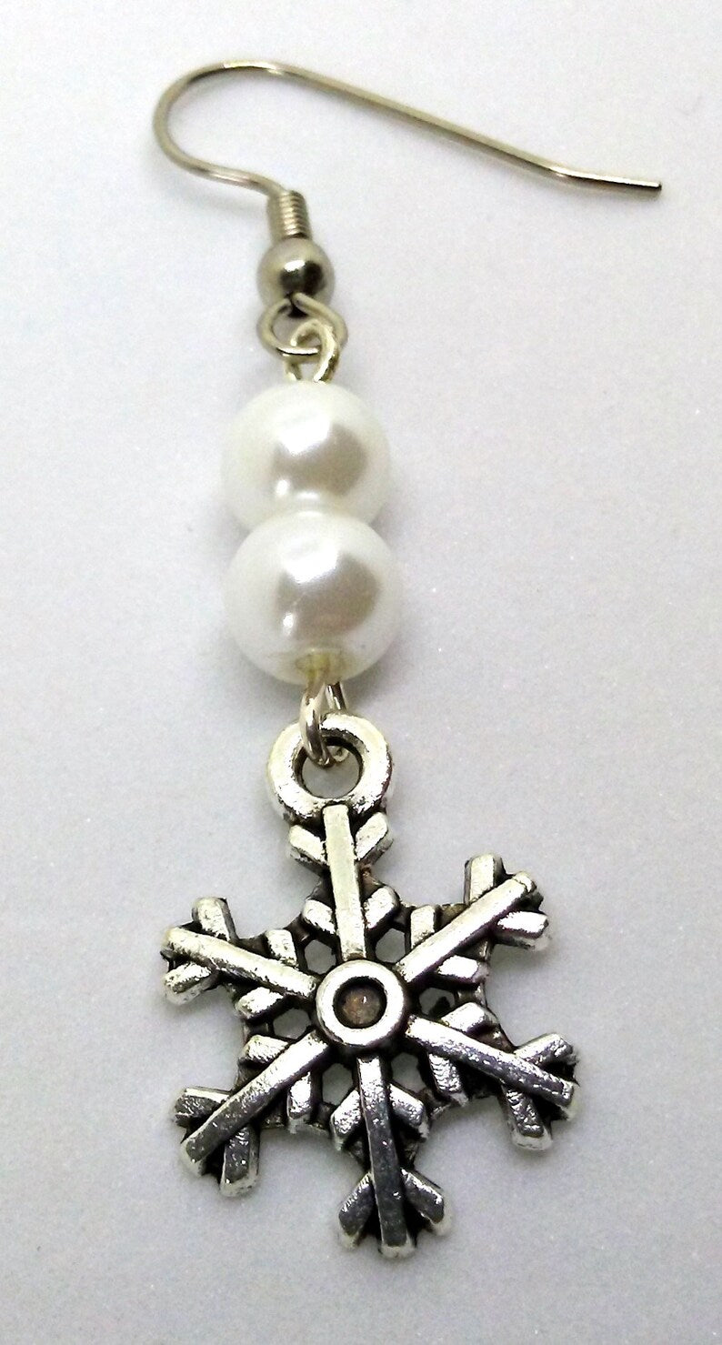 snowflake crystal tassel earrings