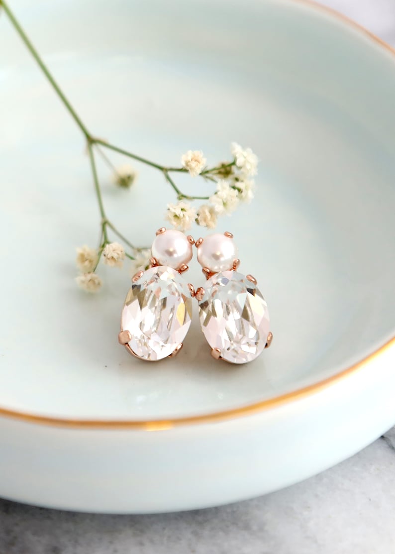 pearl crystal stud earrings