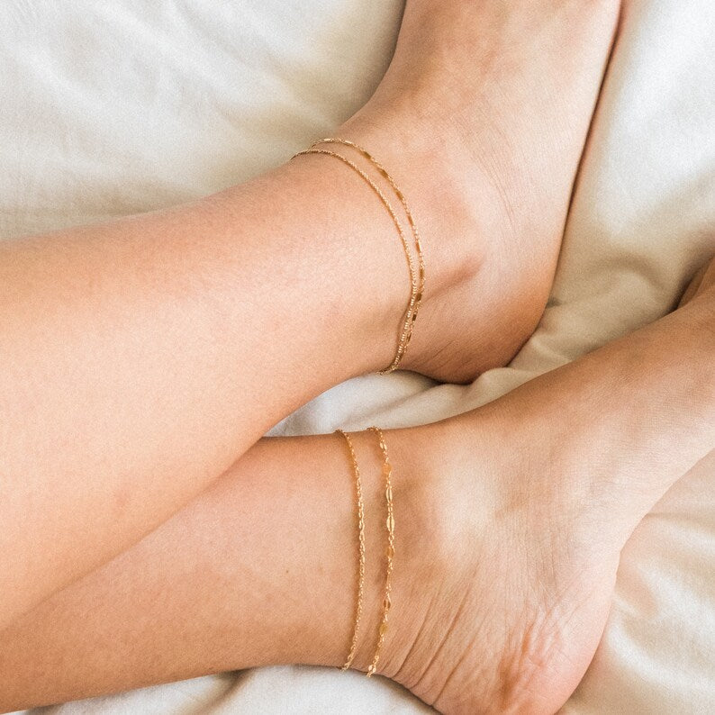 dainty gold chain anklet