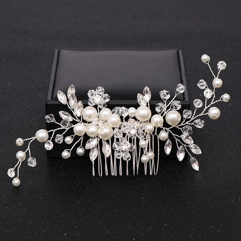 crystal pearl hair clip