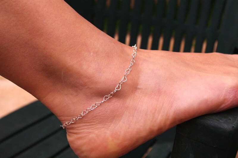 heart chain anklet set