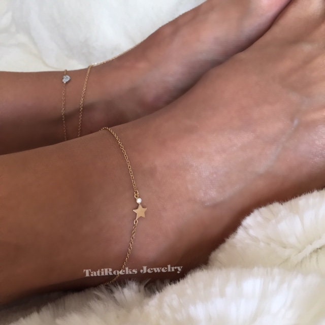 layered star anklet celestial