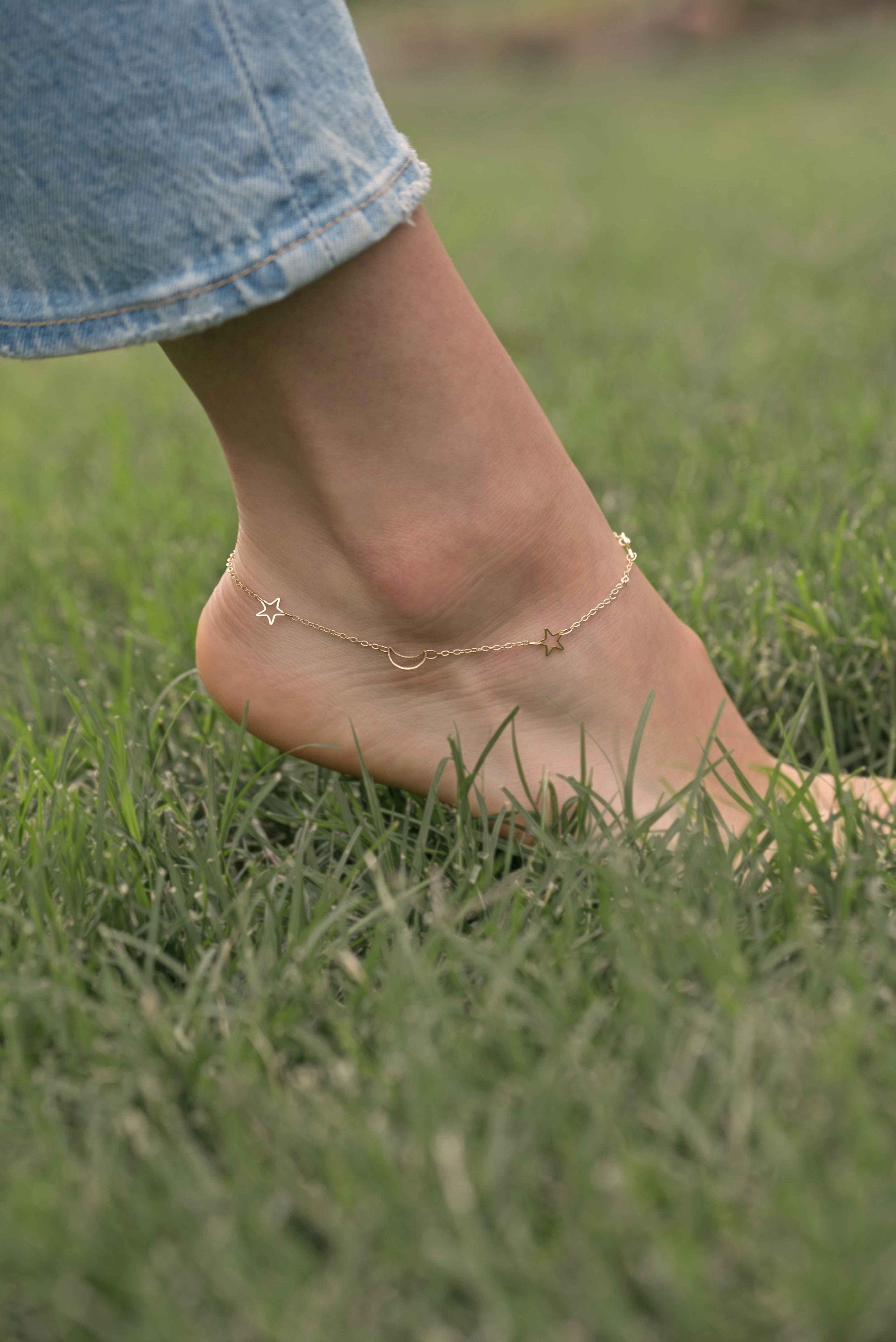 layered star anklet celestial