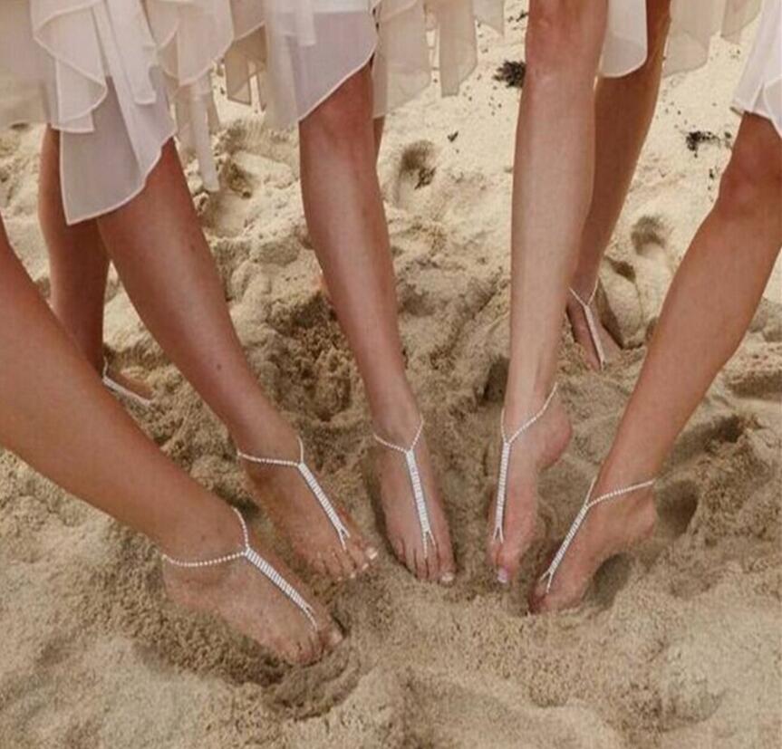 Rhinestone Beach Anklet — Crystal Sandal Chain Ankle Bracelet