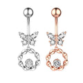 Butterfly Crystal Dangle Belly Ring — Sparkling Navel Piercing
