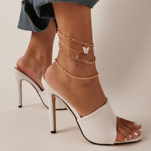 Butterfly Letter Multilayer Anklet — Personalised Ankle Chain
