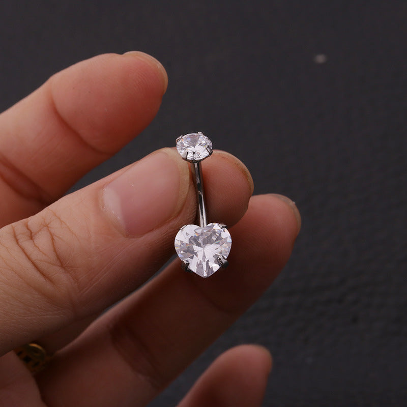 Crystal Zircon Belly Button Ring close-up detail
